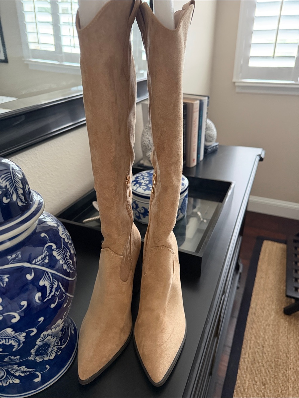 NWOT Retro Suede Tan Knee-High Women's Boots